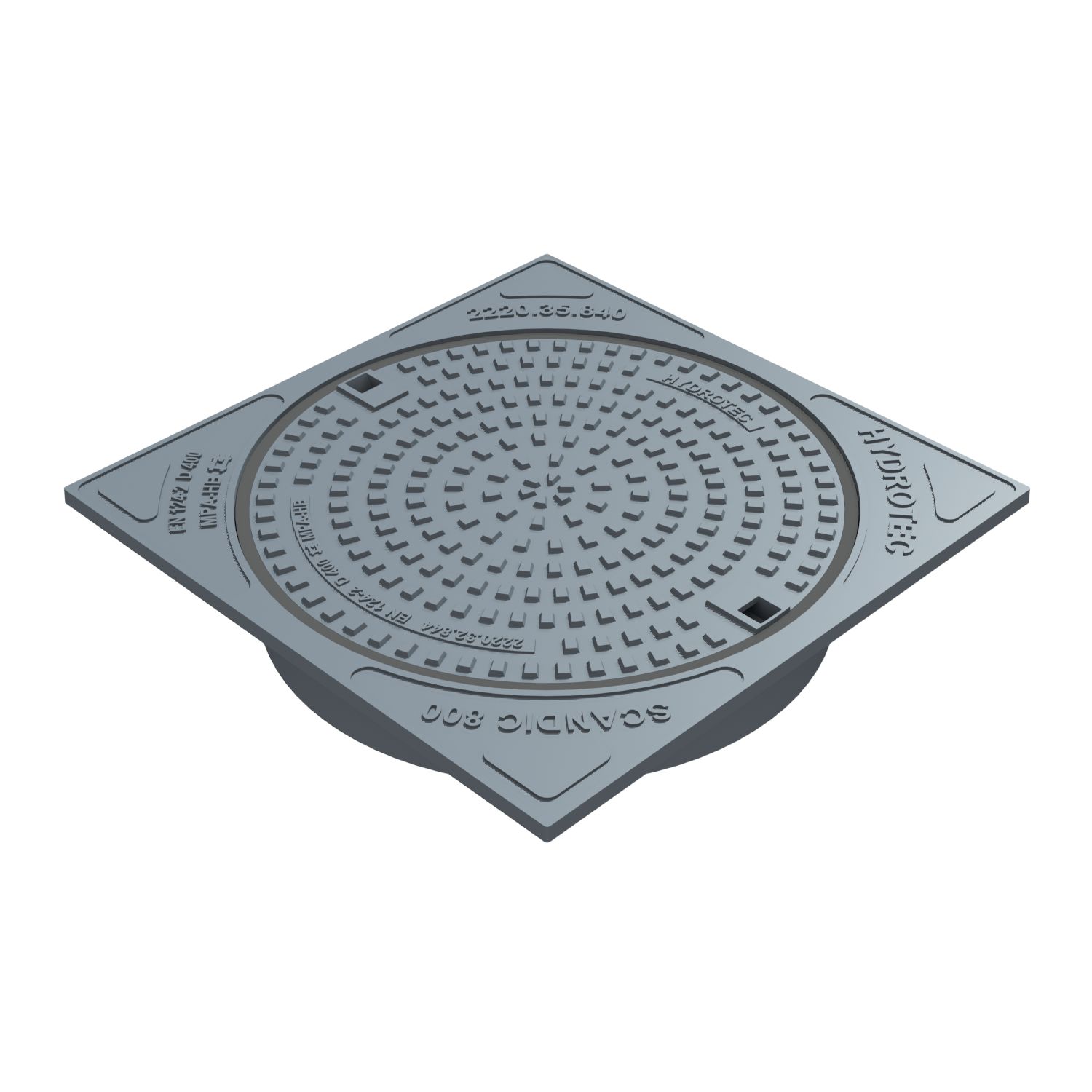 Firkant karm inkl. Ø800 PUR-dæksel med fjederlås